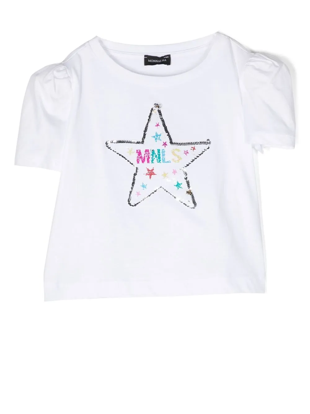 Monnalisa Kids' Sequin-star T-shirt In White