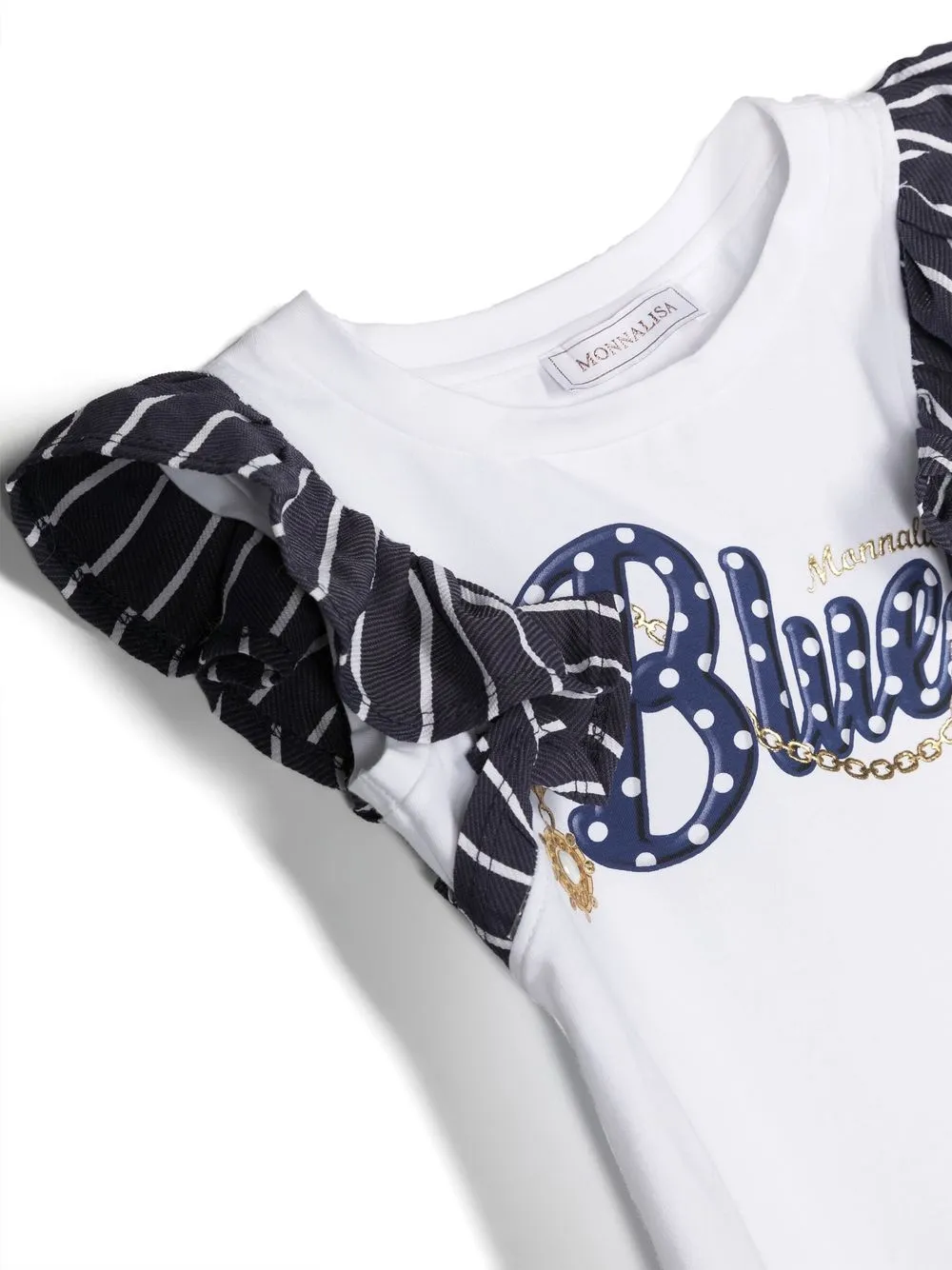 Monnalisa Graphic Ruffle-sleeve T-shirt In White