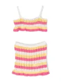 Monnalisa striped crochet two-piece set - Pink