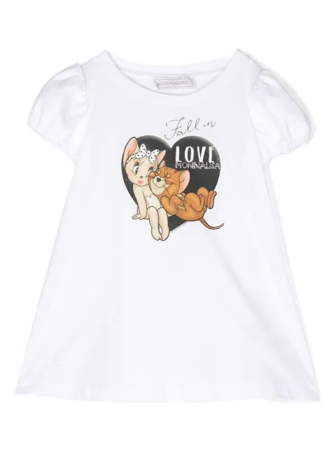 Monnalisa cartoon-print puff-sleeved top