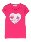 Monnalisa sequin-embellished floral T-shirt - Pink