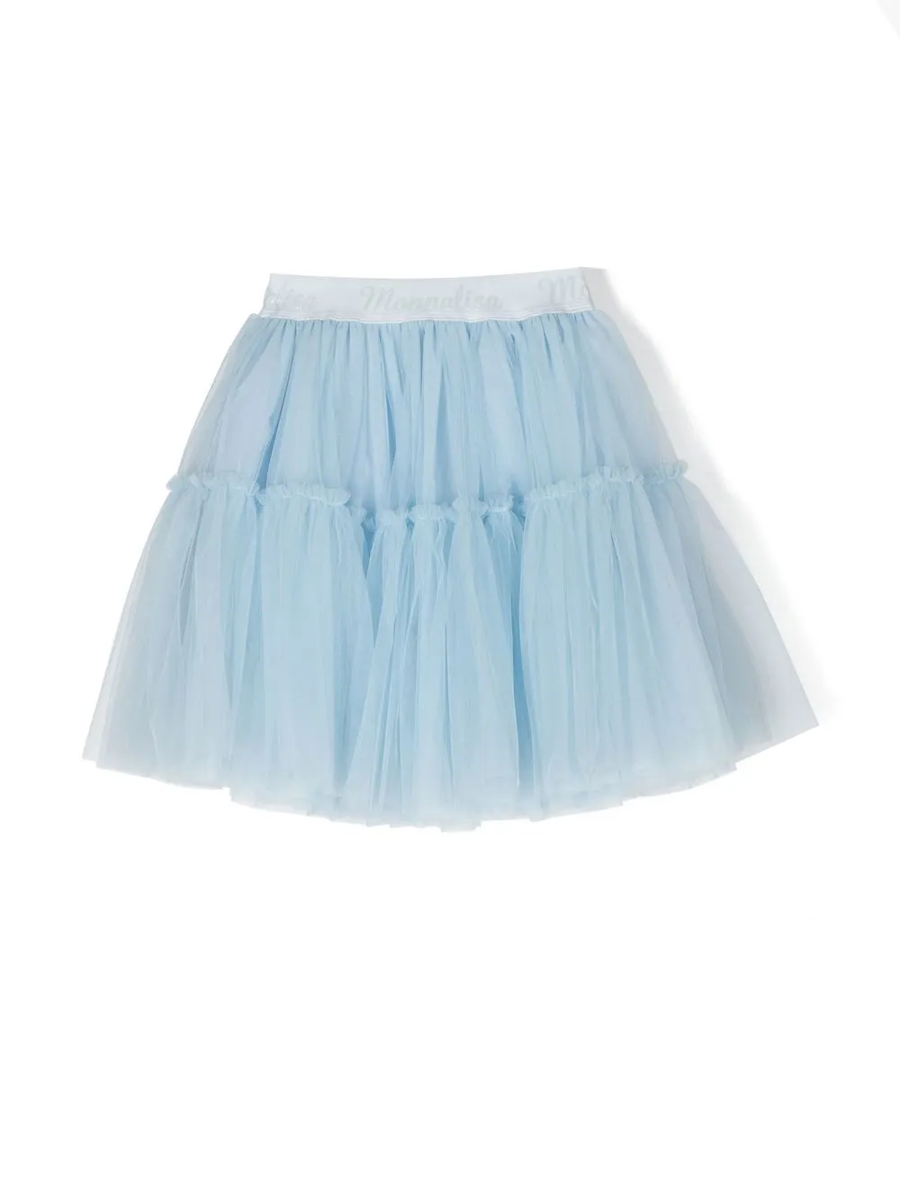 

Monnalisa logo-waistband tutu skirt - Blue