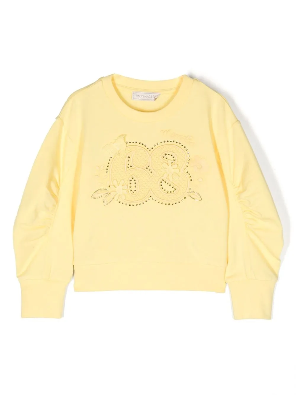 Monnalisa Kids'   Embroidered Sweatshirt In Ochre