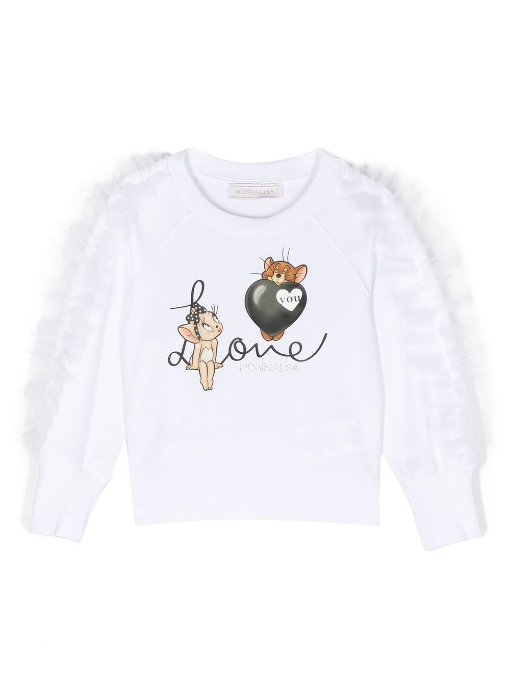 MONNALISA CARTOON-PRINT TULLE SWEATSHIRT 