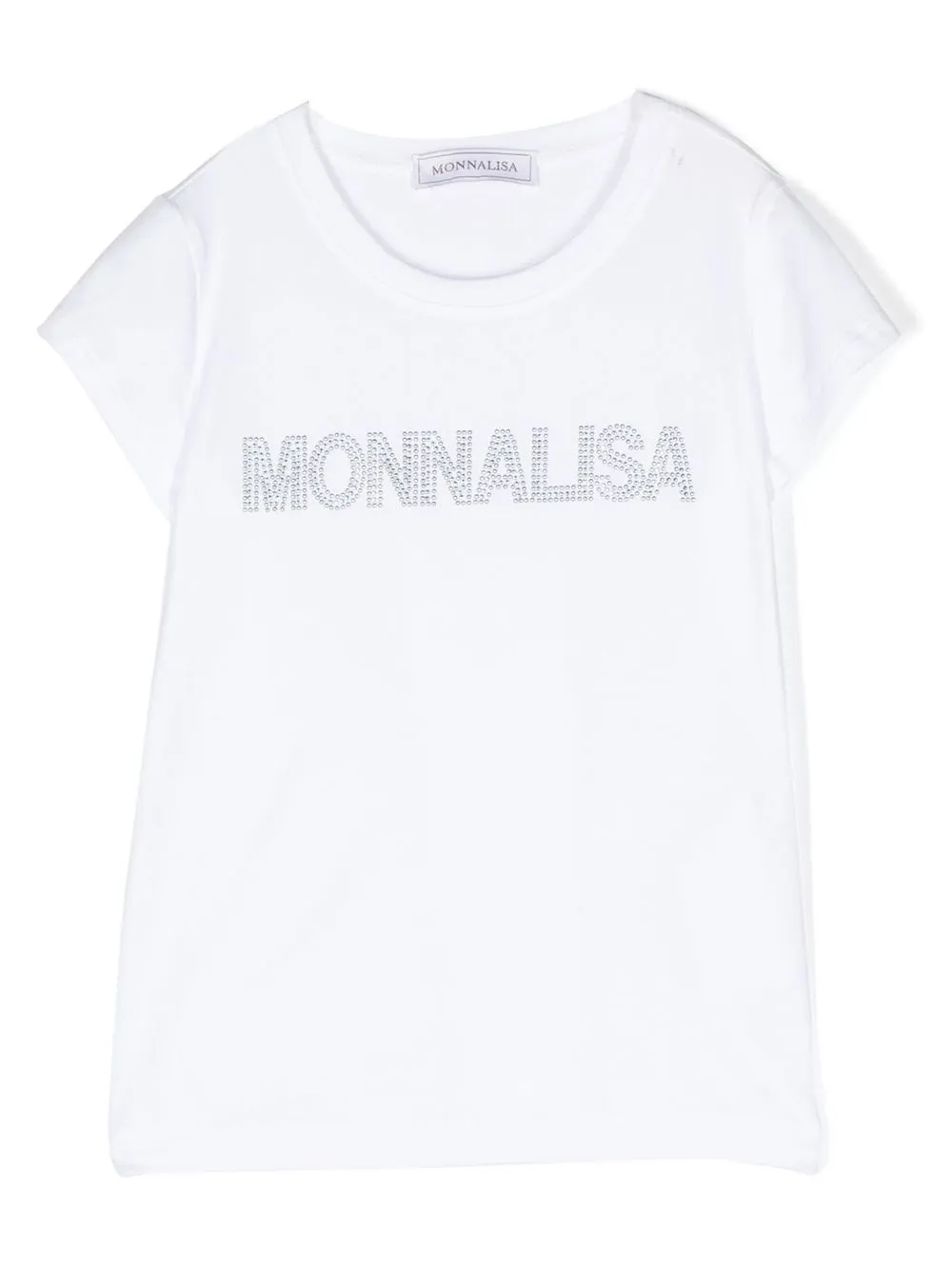 

Monnalisa playera con logo estampado y detalles de strass - Blanco