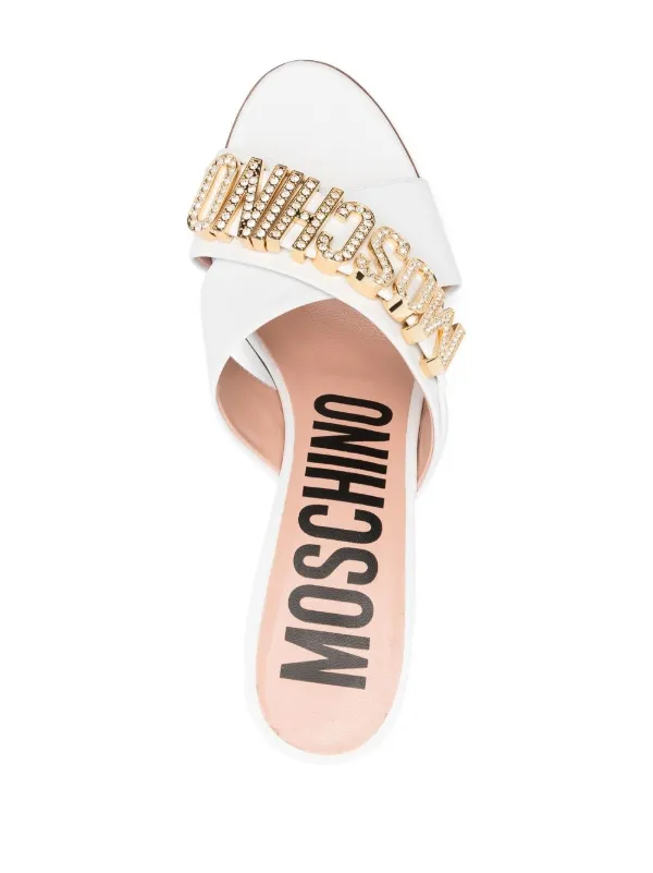 Moschino 110mm logo-plaque Sandals White FARFETCH IN