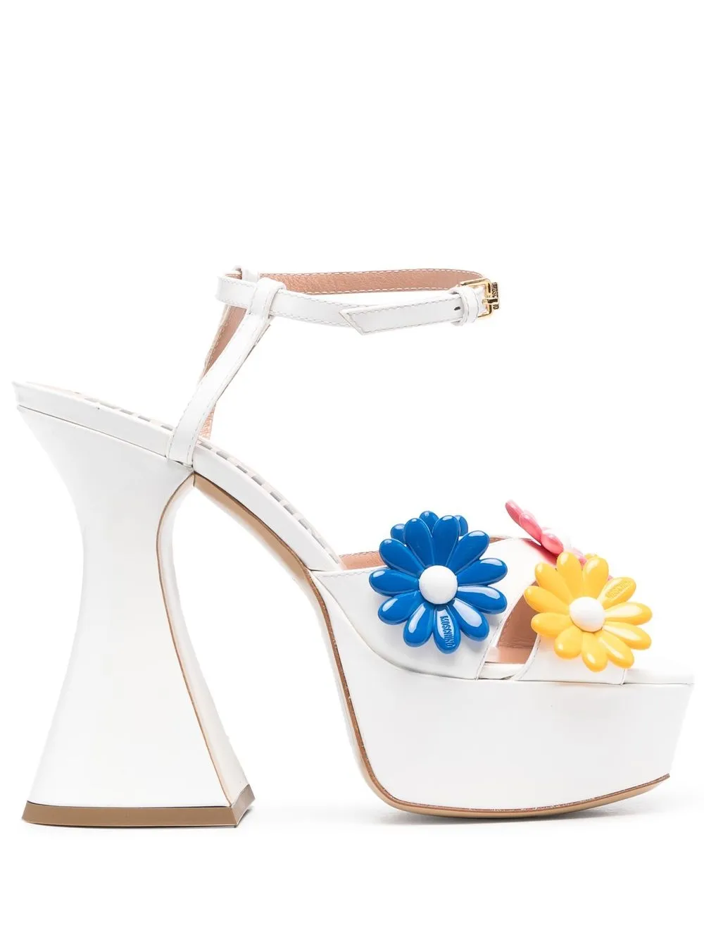 

Moschino floral-appliqué 130mm platform sandals - White