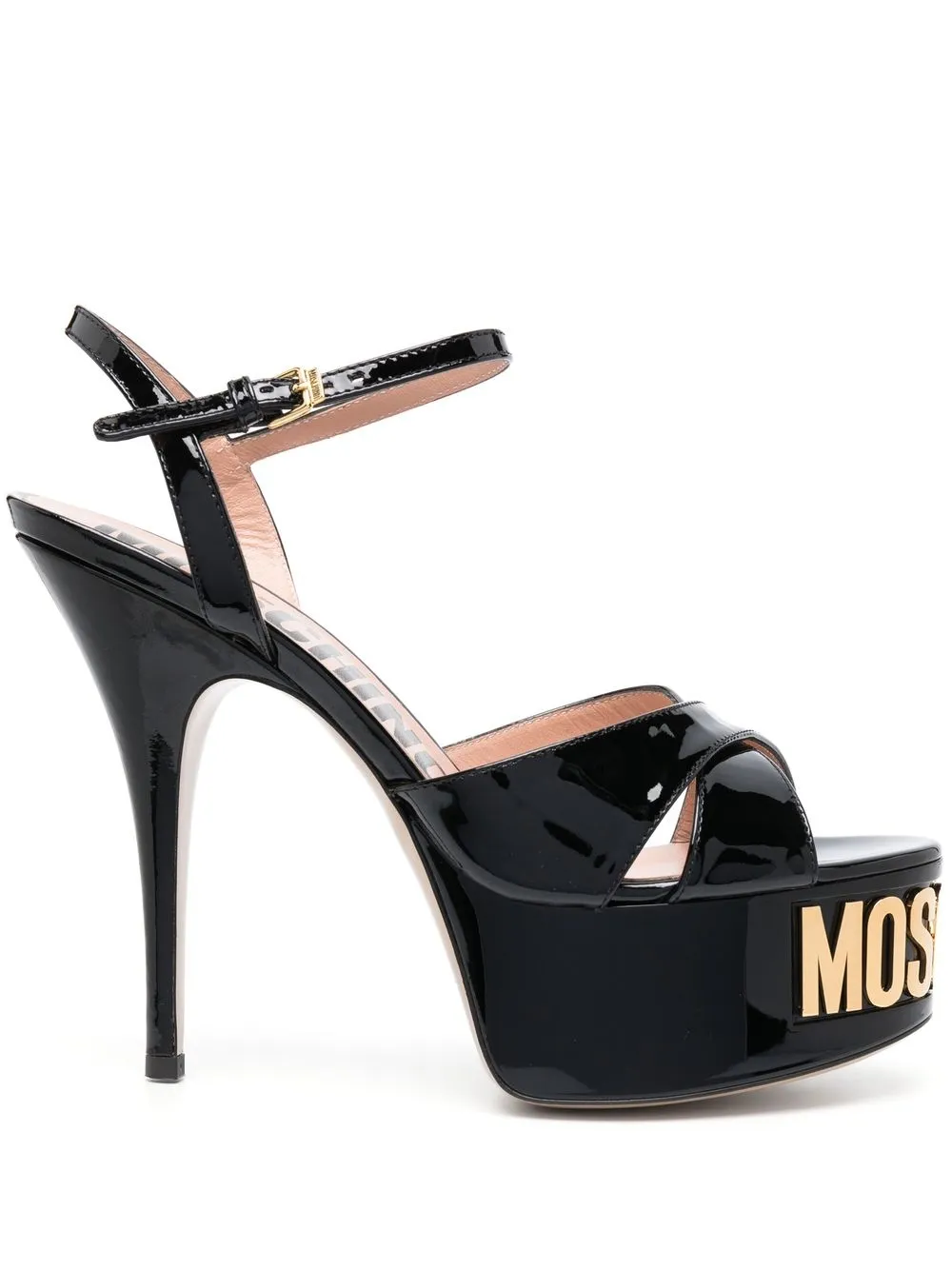 MOSCHINO 150MM LOGO-PLAQUE PLATFORM SANDALS