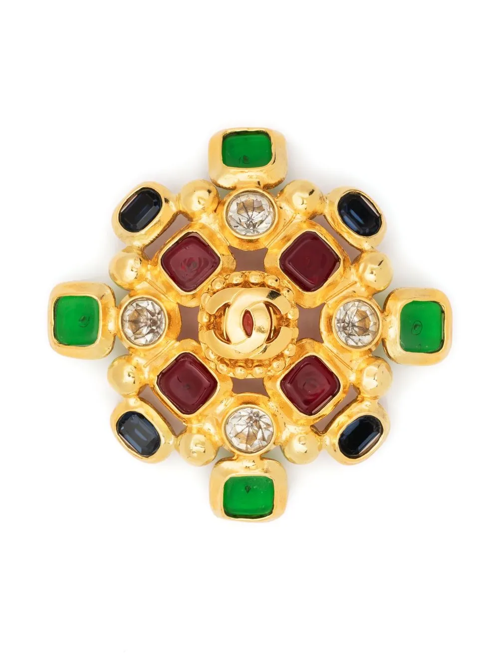 

CHANEL Pre-Owned 1995 stone-embellished brooch - Gold