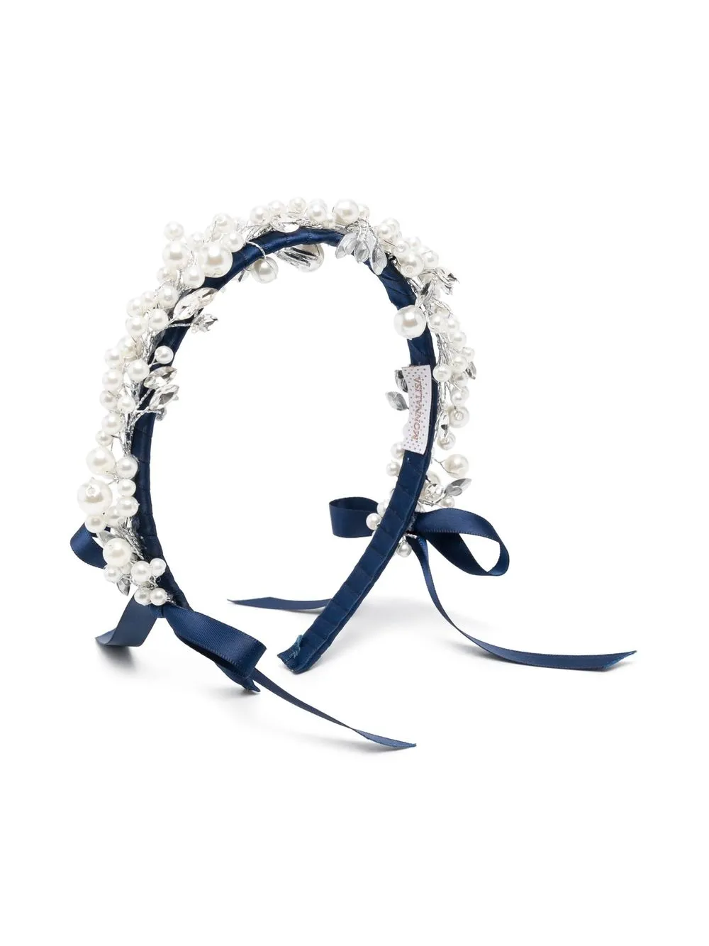 

Monnalisa faux-pearl ribbon head band - Blue