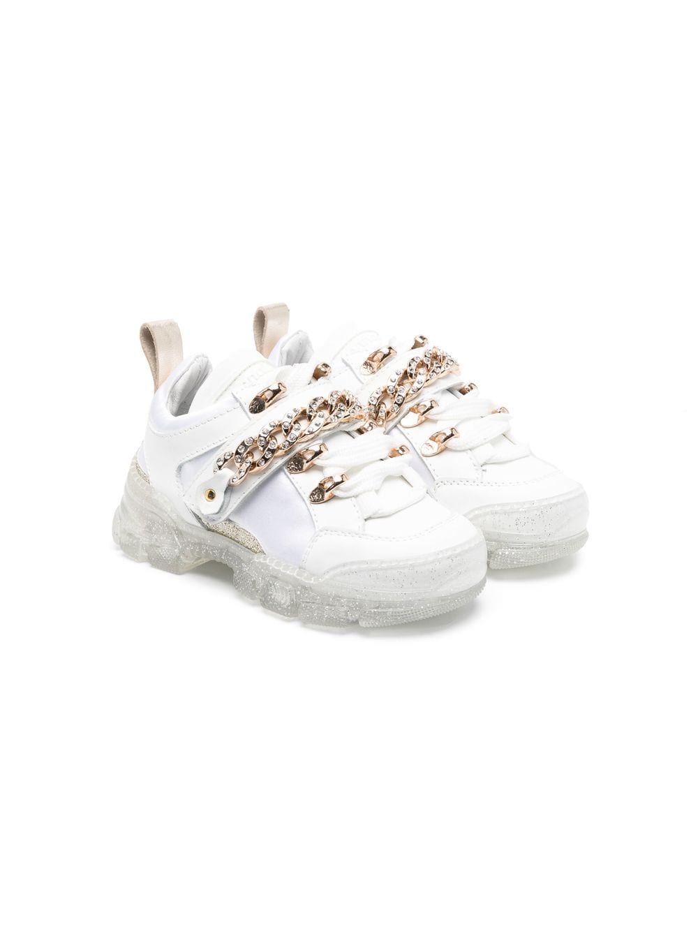 Monnalisa Kids' Chain-link Detail Low-top Sneakers In White