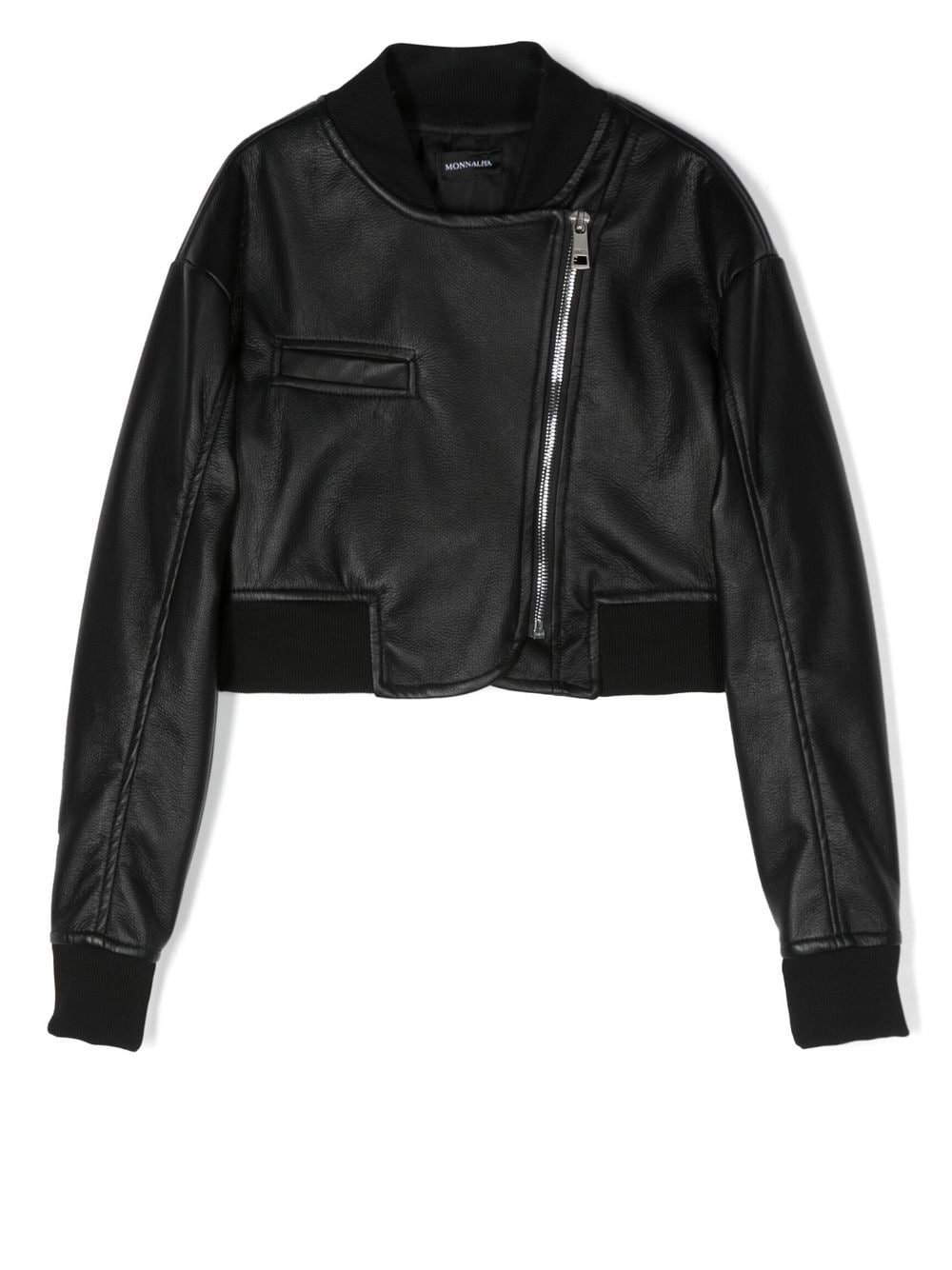 Shop Monnalisa Off-centre Zip-up Jacket In Black
