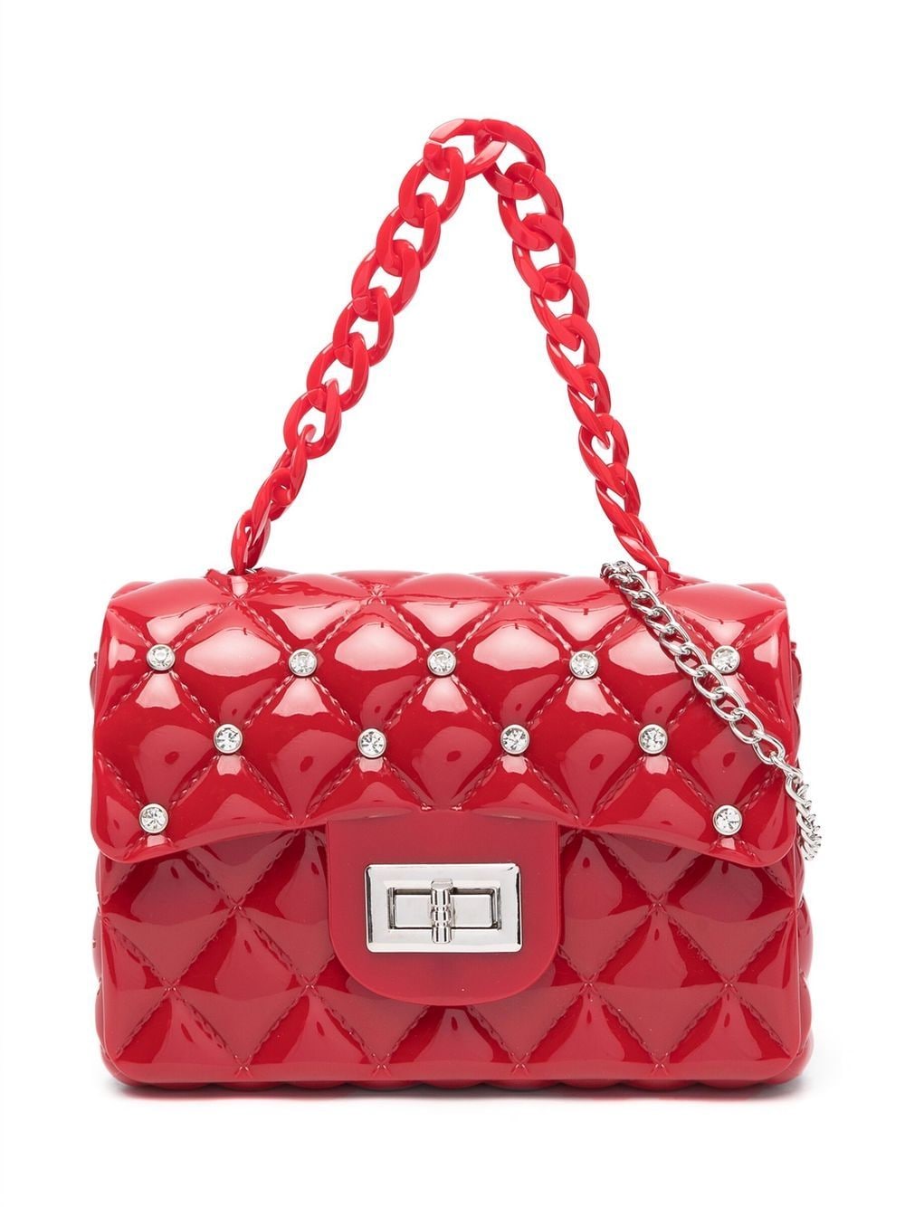 Monnalisa Kids' Rhinestone-embellished Diamond-quilted Bag In Red