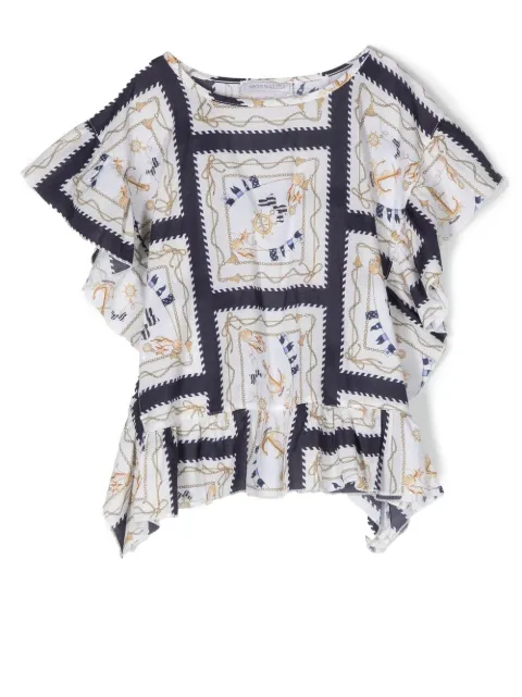 Monnalisa abstract-print cotton blouse 