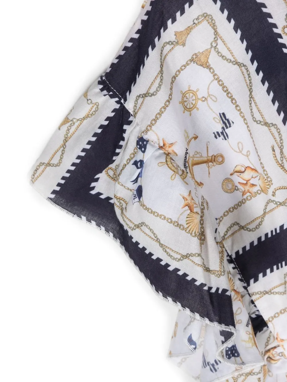 Monnalisa Abstract-print Cotton Blouse In Blue