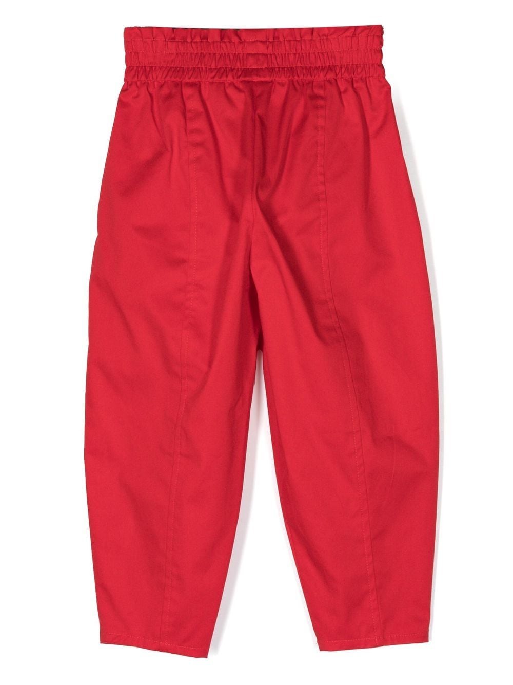 Shop Monnalisa Logo-plaque Cotton Straight Trousers In Red