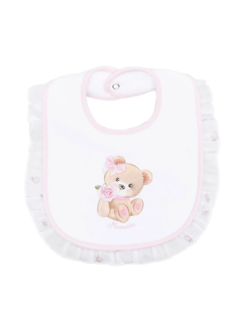 

Monnalisa ruffled-trim bear-print bib - White