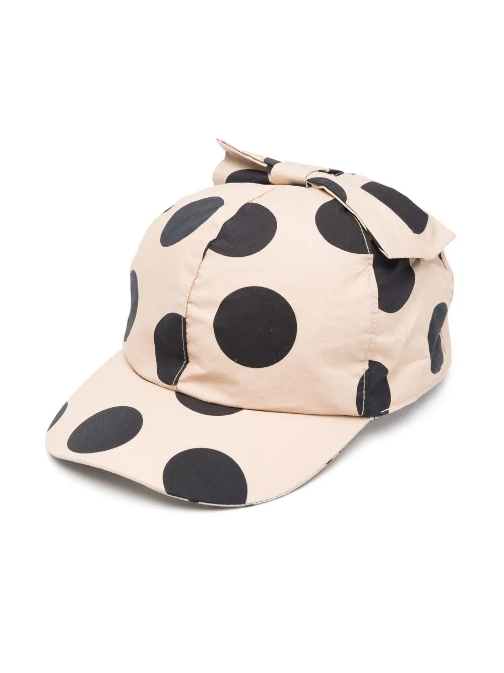 Monnalisa Kids' Polka-dot Print Cotton Cap In Neutrals