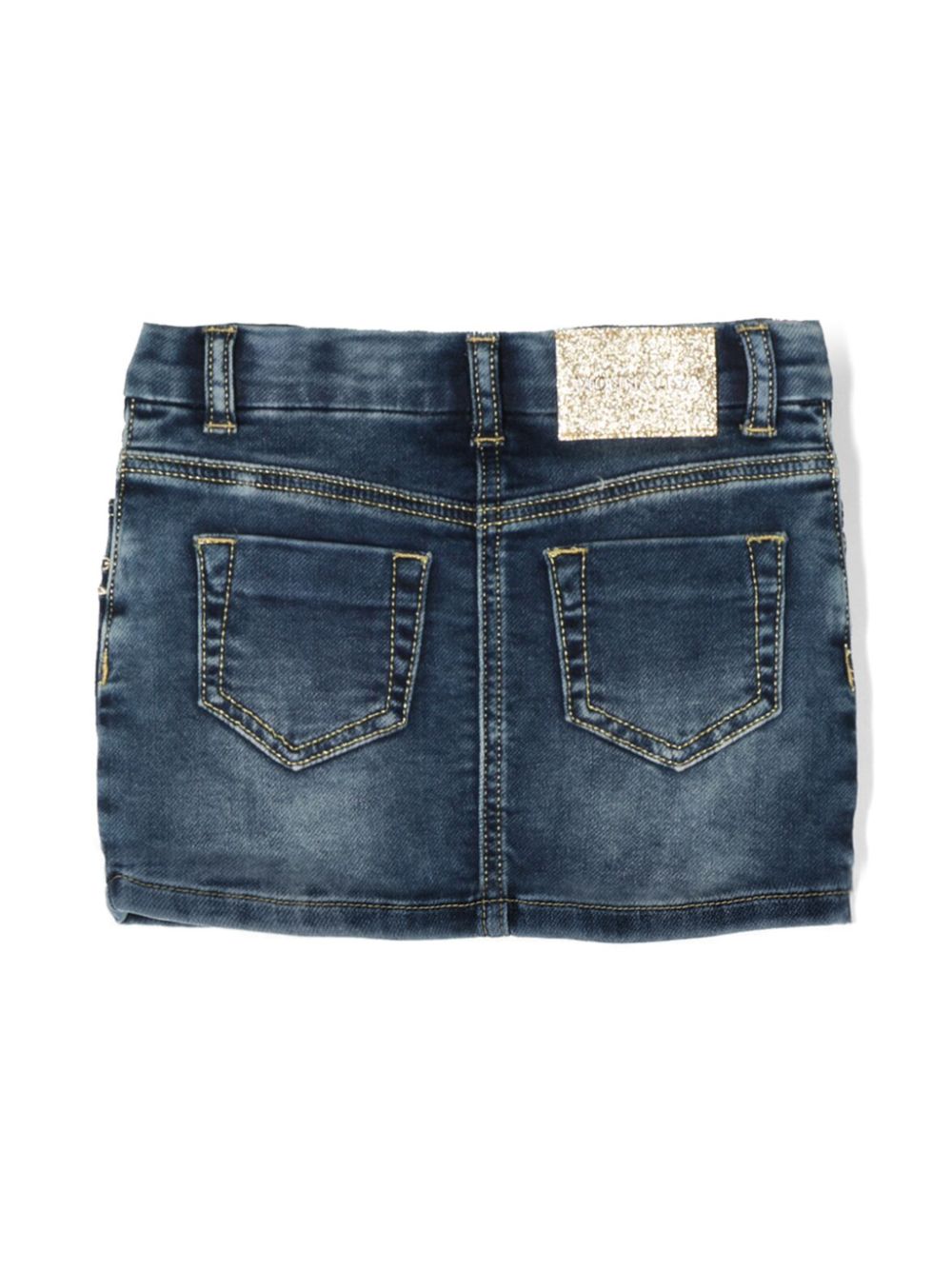 Monnalisa chain-embroidered denim skirt - Blue