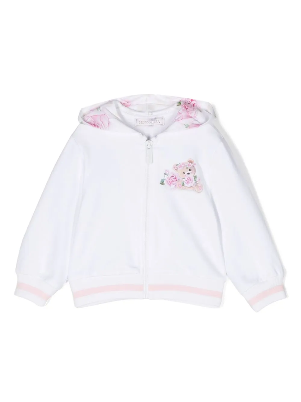 

Monnalisa floral-print zip-front hoodie - White