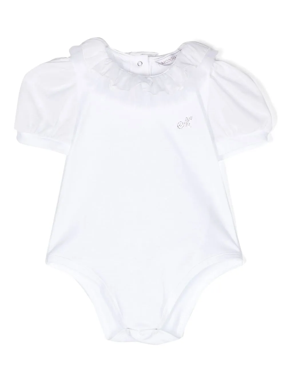 Monnalisa Babies' Ruffle-collar Puff-sleeve Bodysuit In Bianco