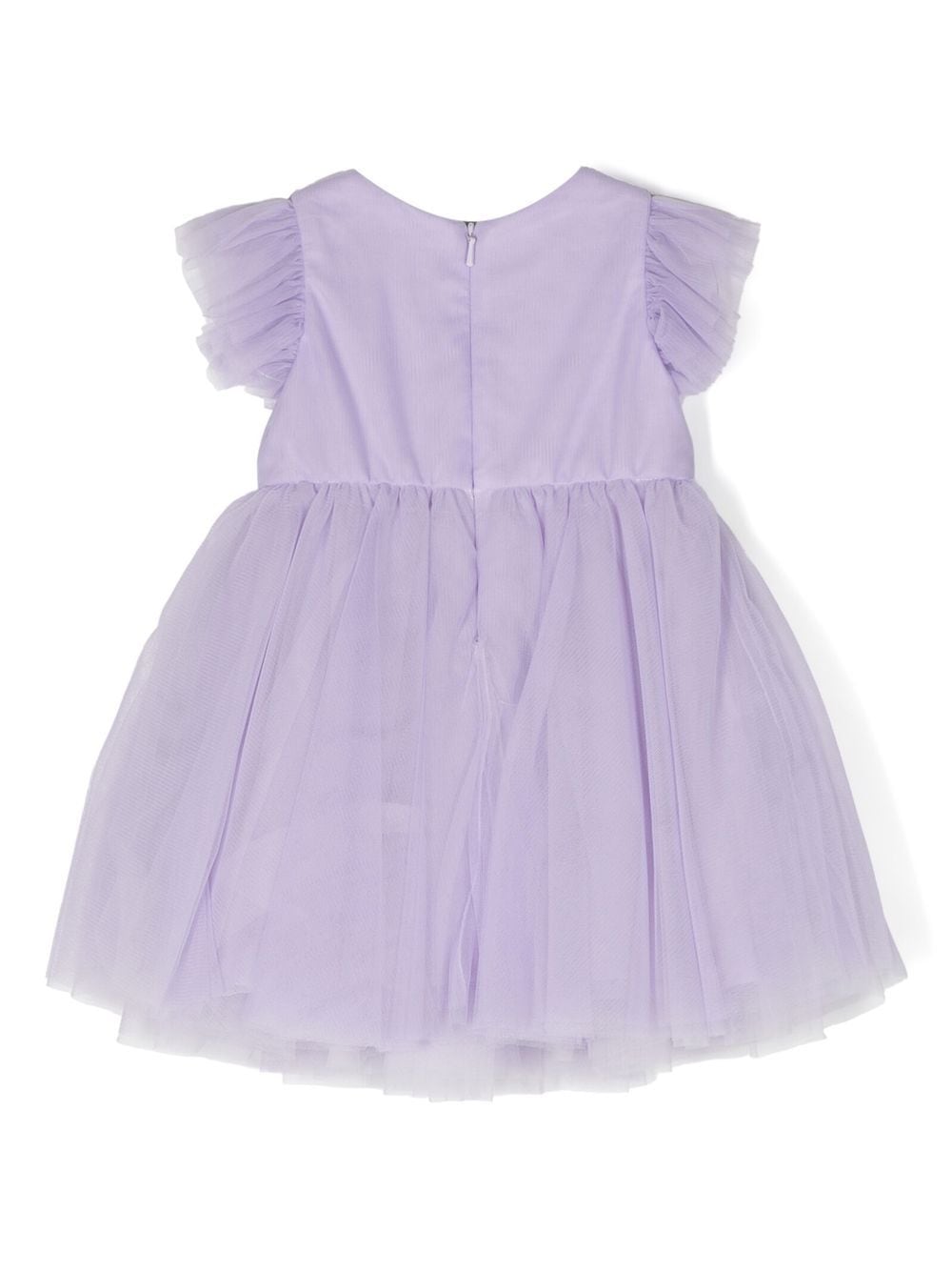Shop Monnalisa Ruffled Short-sleeve Dress In Purple