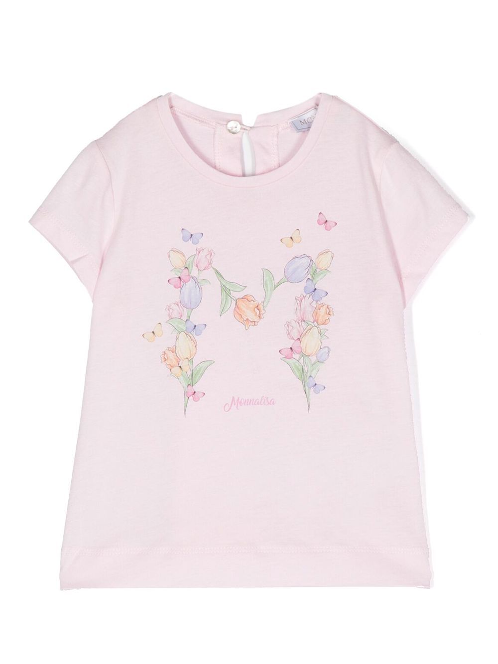 Monnalisa Babies' Floral-print Cotton Top In Pink