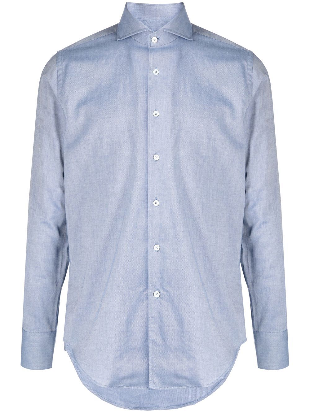 Canali Cutaway-collar Cotton Shirt In Blue