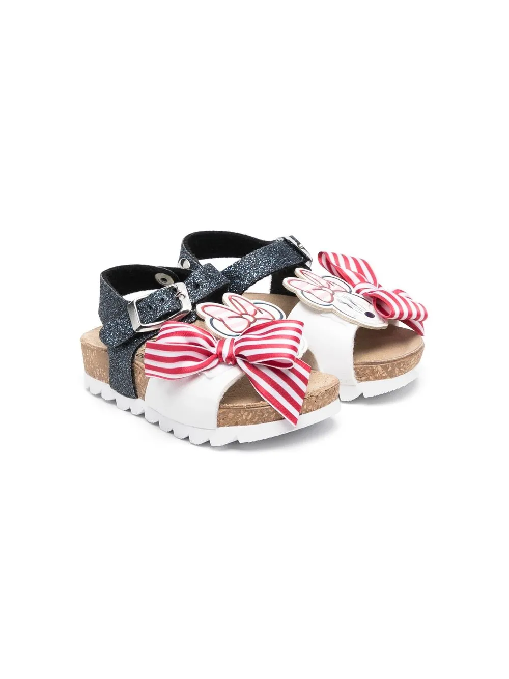 Monnalisa Babies' Striped Bow Sandals In White
