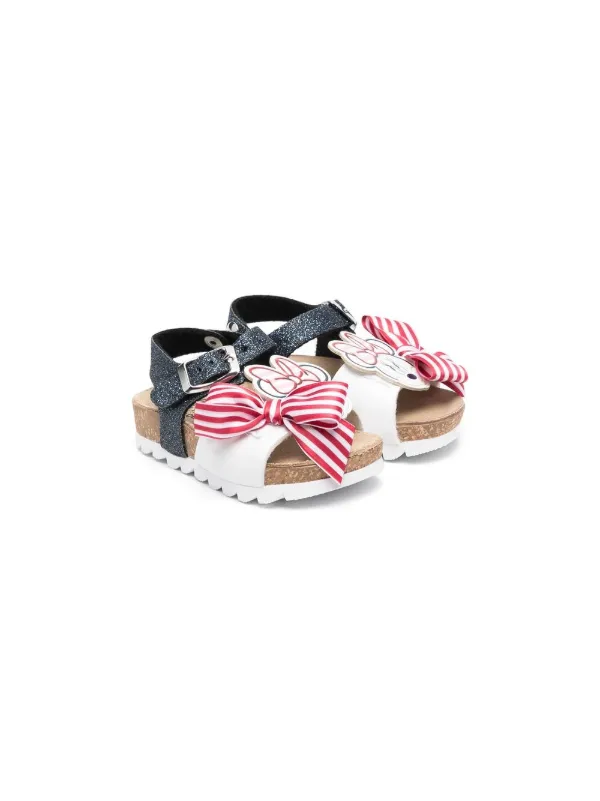 Monnalisa Striped Bow Sandals White FARFETCH AE