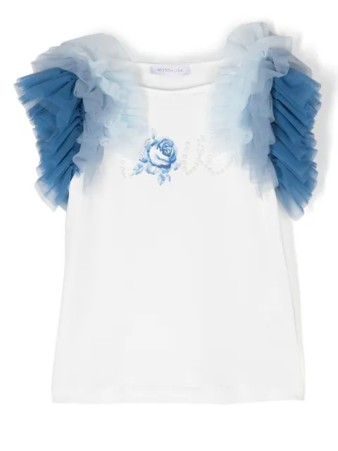 Monnalisa camiseta con ribete de volantes