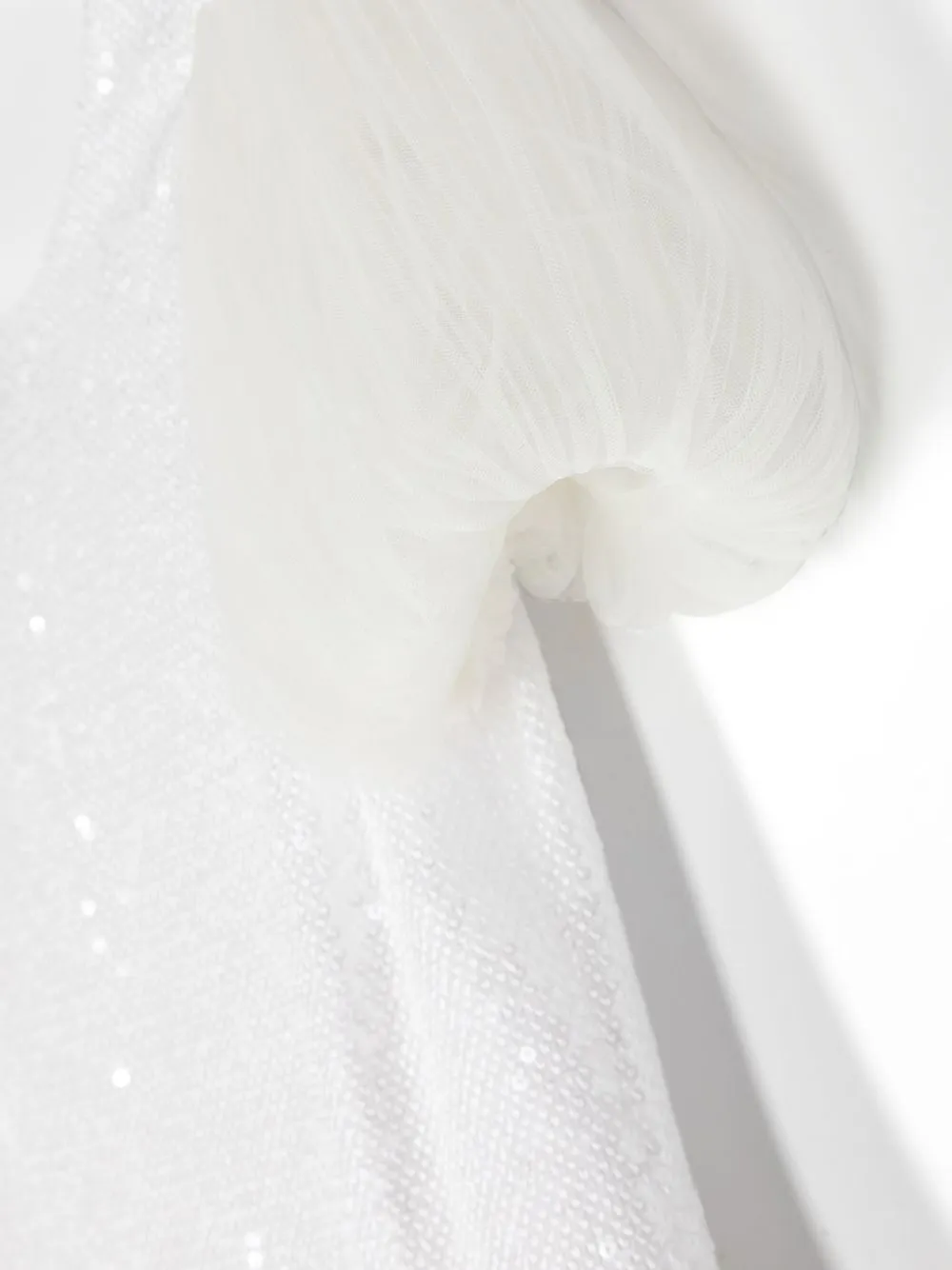 Monnalisa Sequin-embellished V-back Gown In White