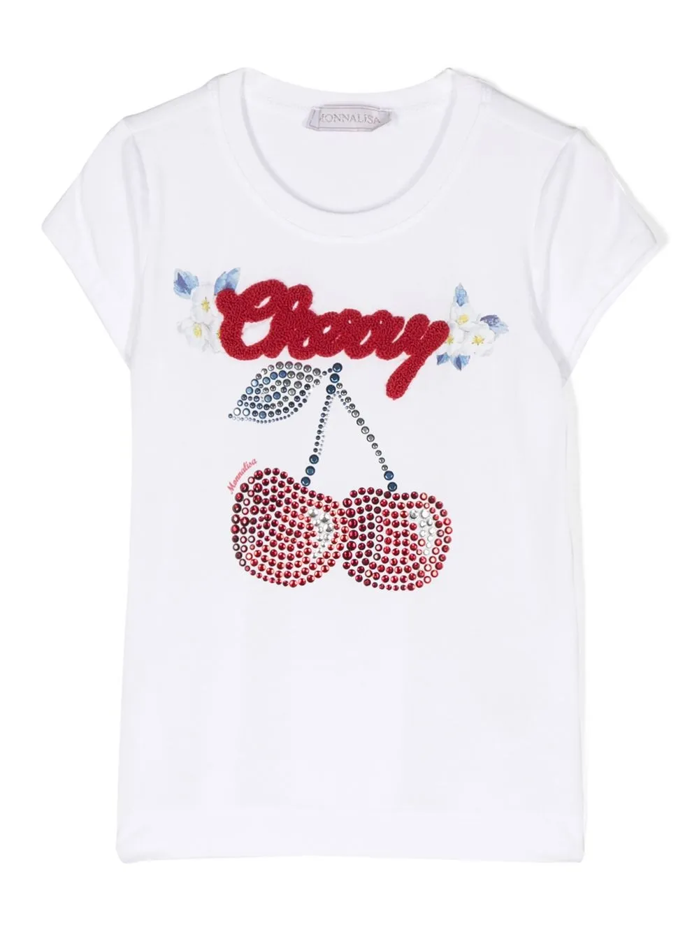 

Monnalisa Cherry rhinestone-embellished T-shirt - White