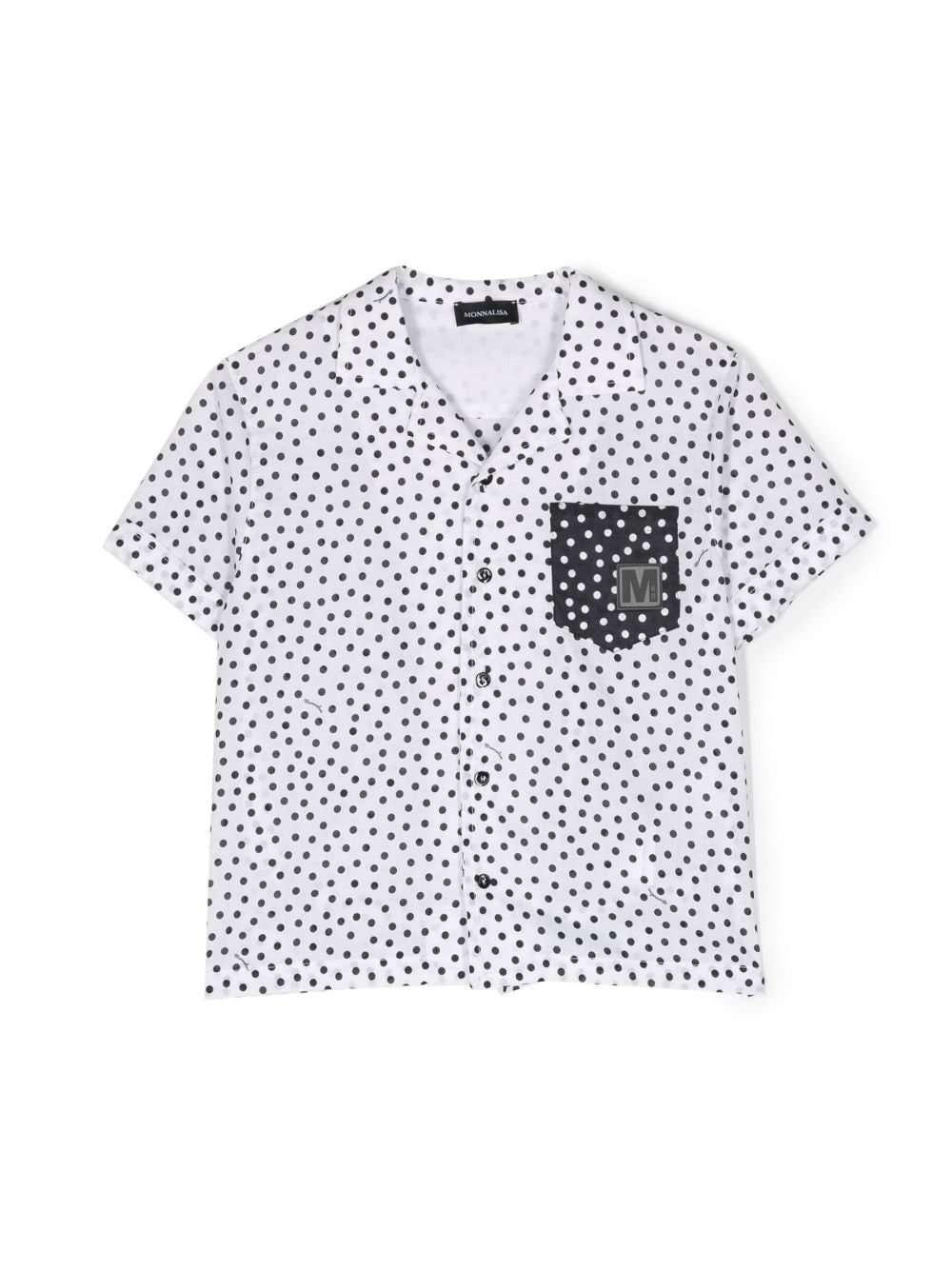 Monnalisa Kids' Polka Dot-print Cotton Shirt In Weiss