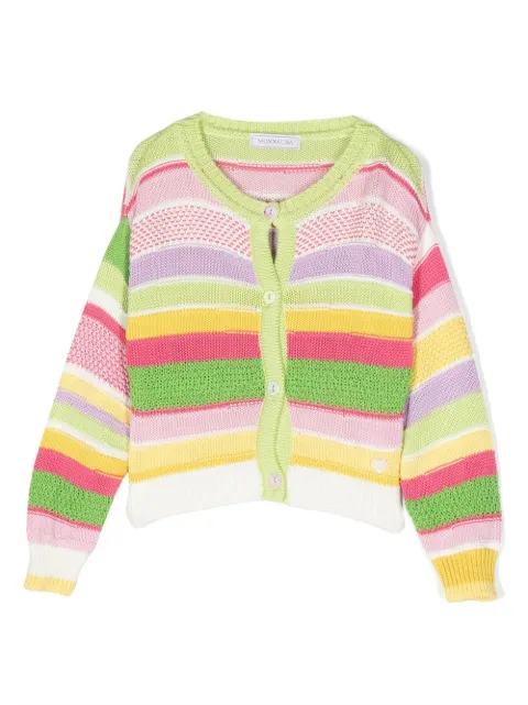 Monnalisa striped intarsia-knit cardigan