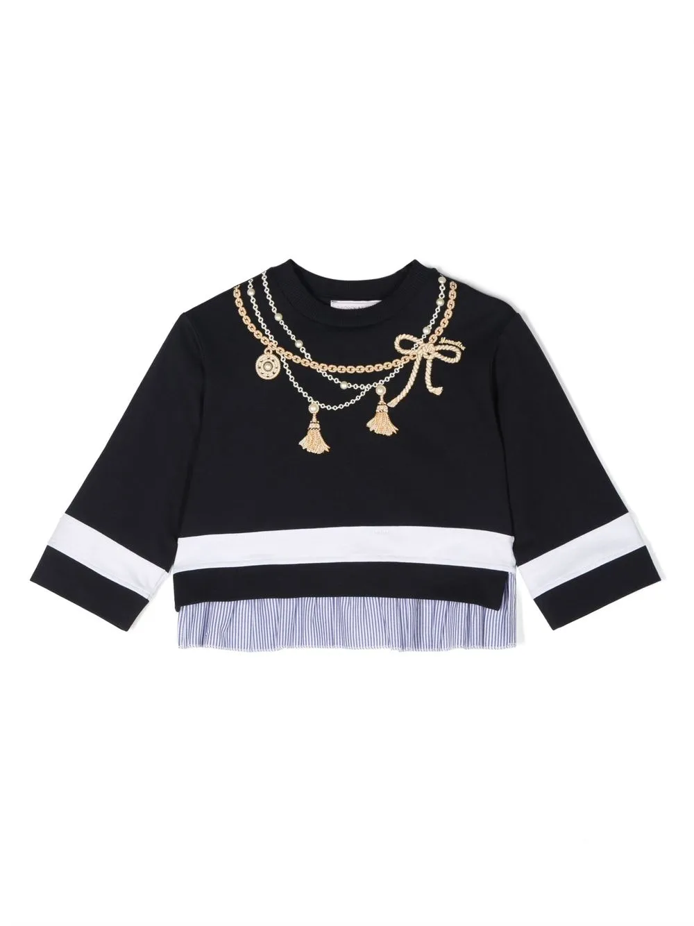 

Monnalisa necklace-embroidered sweatshirt - Blue