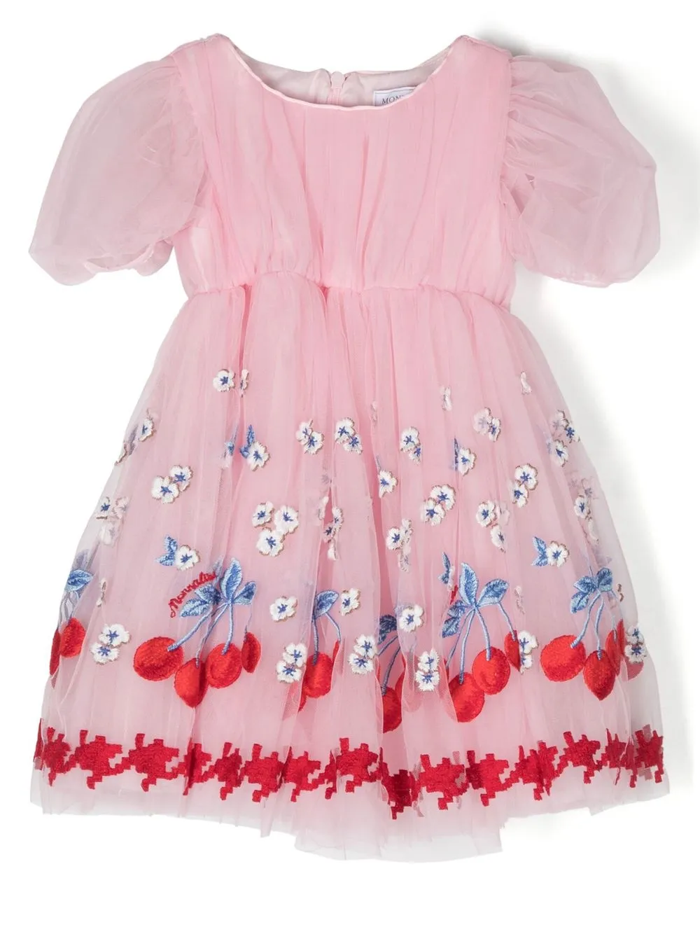 

Monnalisa cherry-motif tulle dress - Pink