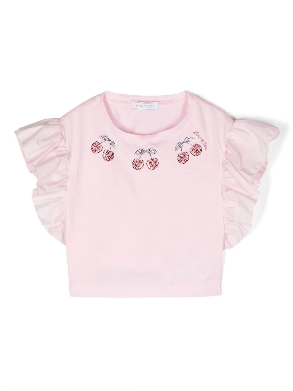 

Monnalisa cherry-embellished ruffled T-shirt - Pink