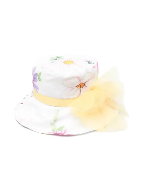 Monnalisa floral-print ribbon-trim bucket hat