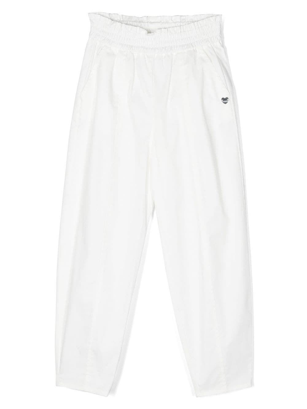 monnalisa pantalon droit à plaque logo - blanc