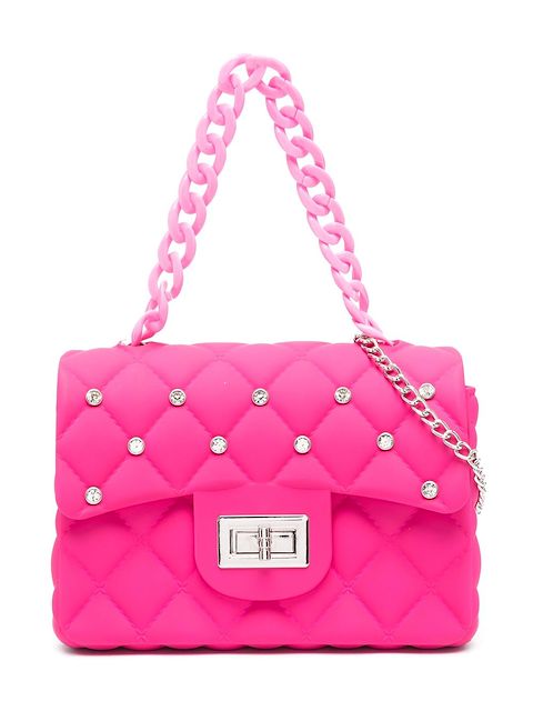 Monnalisa rhinestone-embellished diamond-quilted bag