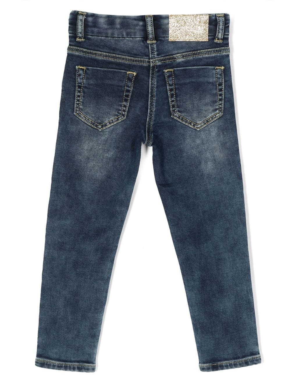 Shop Monnalisa Embroidered-design Slim-cut Jeans In Blue
