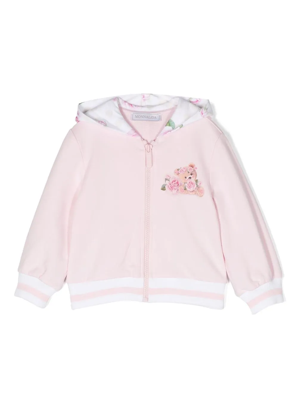 

Monnalisa floral-print zip-front hoodie - 0090 PINK