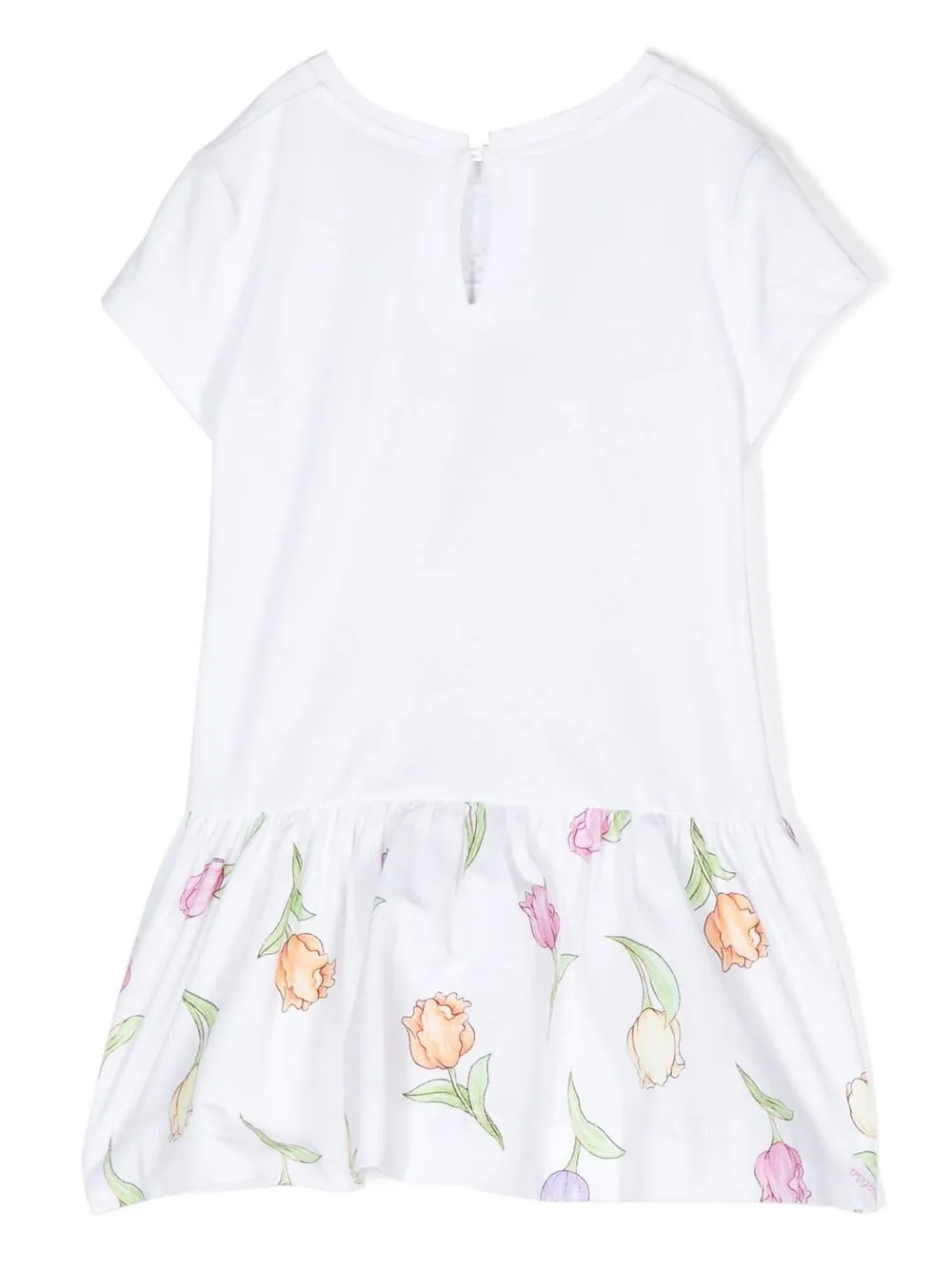 Monnalisa T-shirtjurk met bloemenprint - Wit