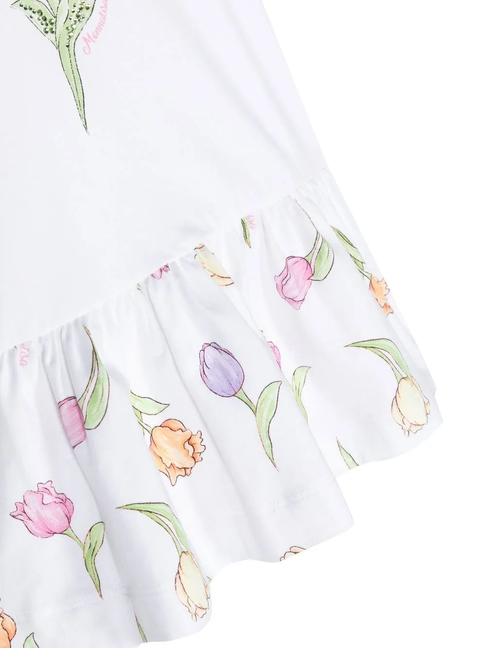 Monnalisa Floral-print T-shirt Dress In White