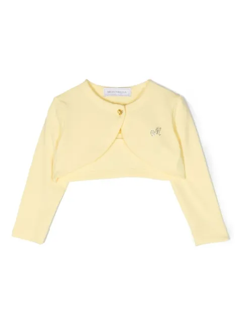 Monnalisa rhinestone-logo cropped cardigan
