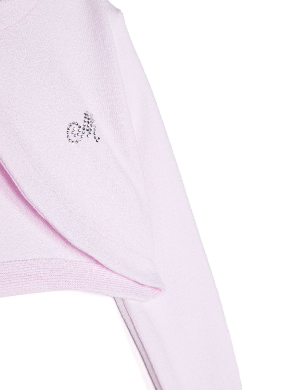 Shop Monnalisa Rhinestone-logo Cropped Cardigan In Rosa