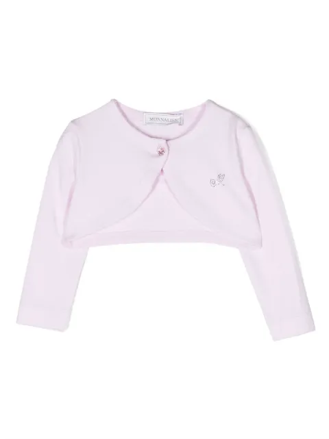 Monnalisa rhinestone-logo cropped cardigan