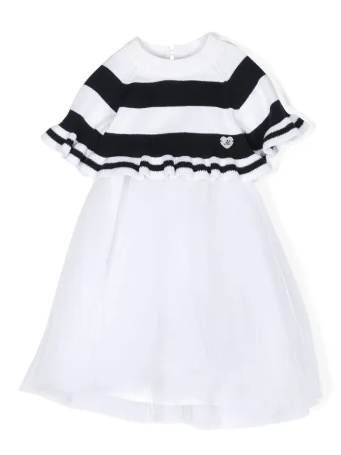 Monnalisa vestido midi con falda de gasa y motivo de rayas