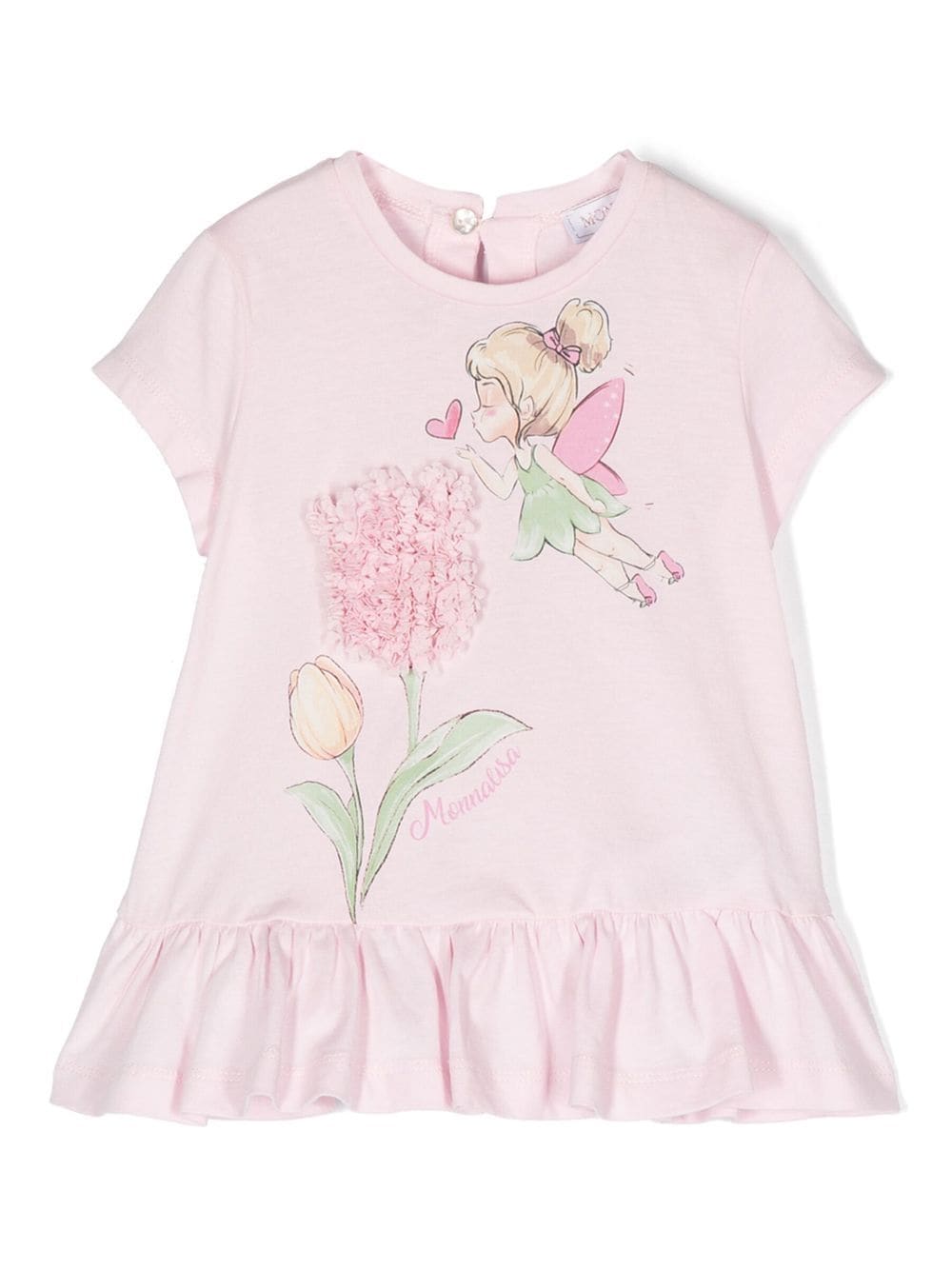 Monnalisa Babies' Graphic-print Ruffled T-shirt In Pink